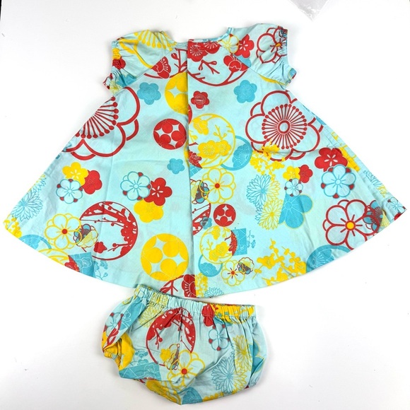 Kenzo Jungle NEW Baby Sz 12M Blue Floral Dress with Panty Set Lightweight Cotton - Picture 4 of 10